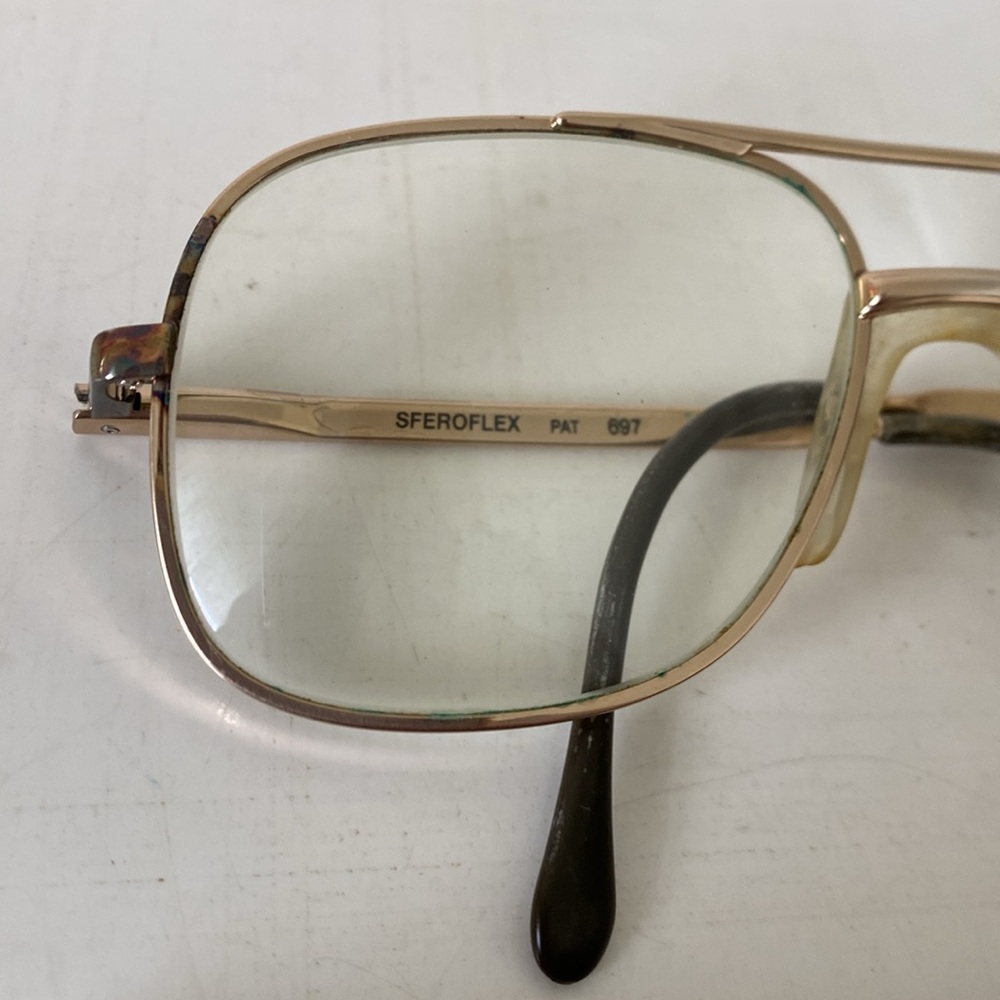 Vintage Sferoflex Aviator Oversize Men’s Goldtone Eyeglasses - Made in Italy. - Picture 4 of 16
